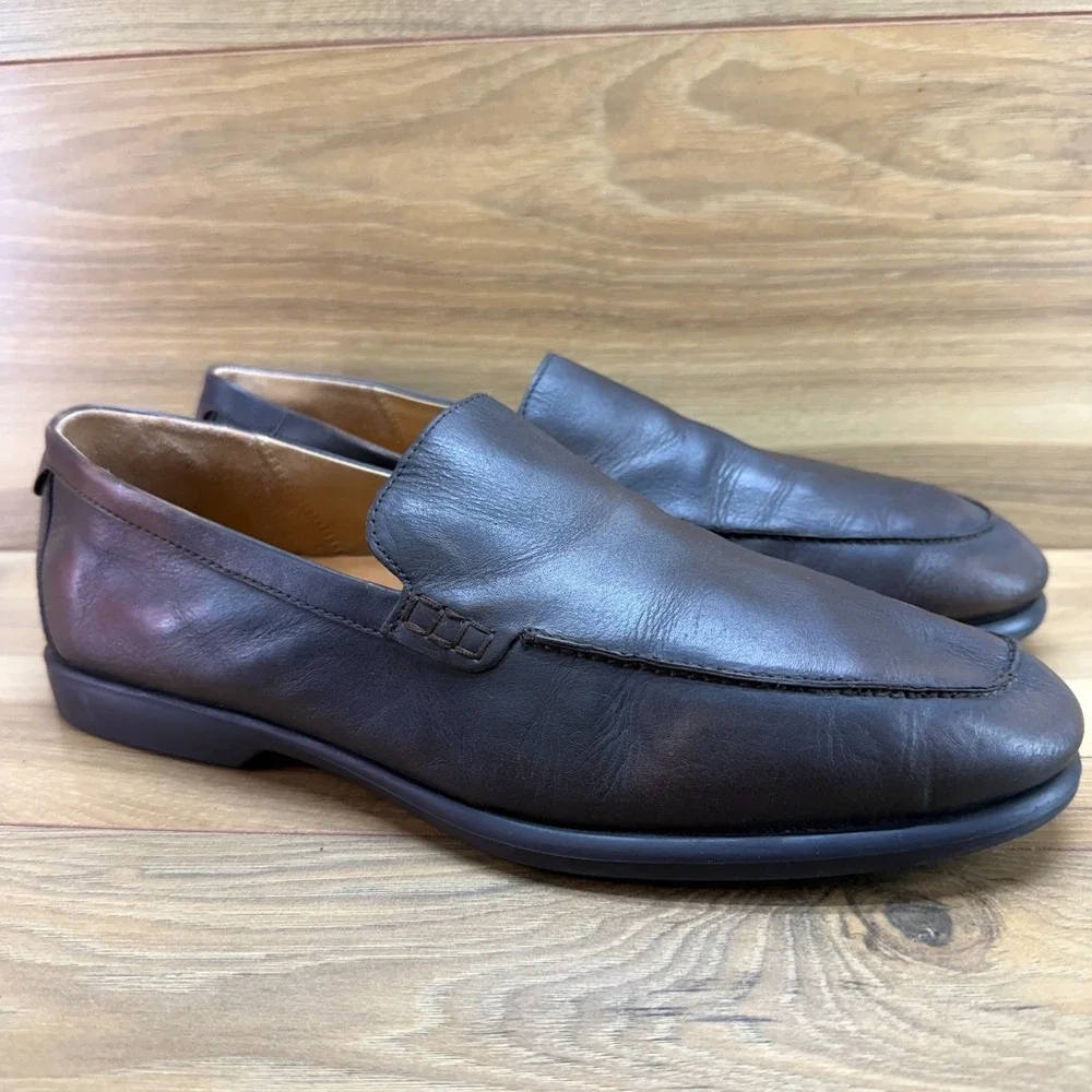 ECCO Tray Tech Slip On Loafers Mens 10.5 EU 44 Brown Leather Modern Business
